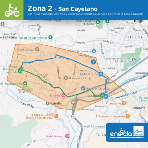Geocerca Bicicletas Electricas Encicla Zona 2 San Cayetano
