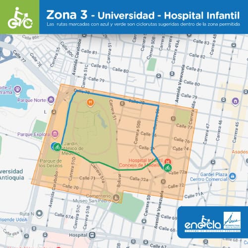 Geocerca Bicicletas Electricas Encicla Zona 3 Universidad - Hospital Infantil